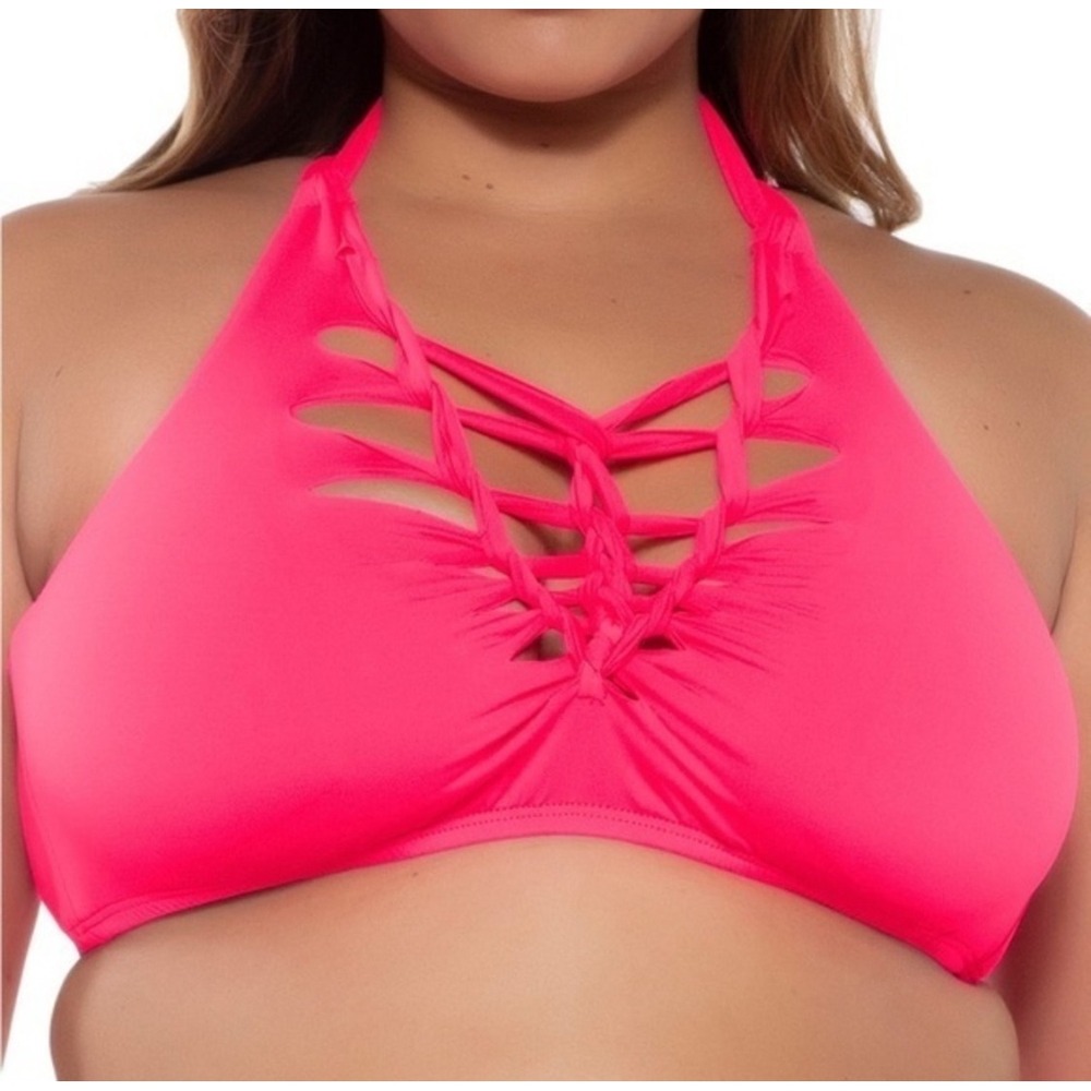 BECCA ETC Pink Punch High Neck Top Women's Size 1X‎ (16-18)